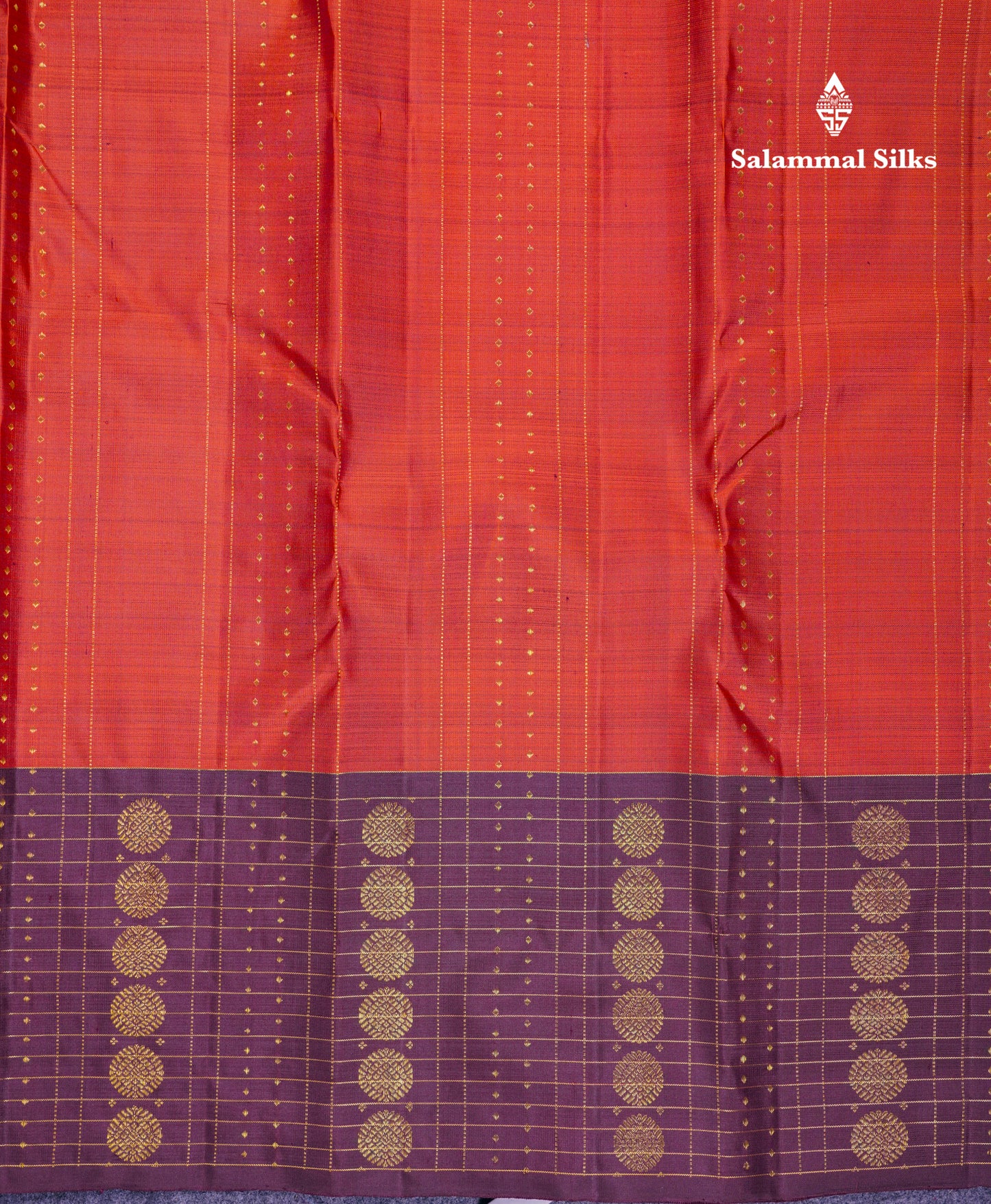 Beautiful Rust Orange Pure Kanjivaram Silk Saree With Contrast Dark Brown Traditional Border