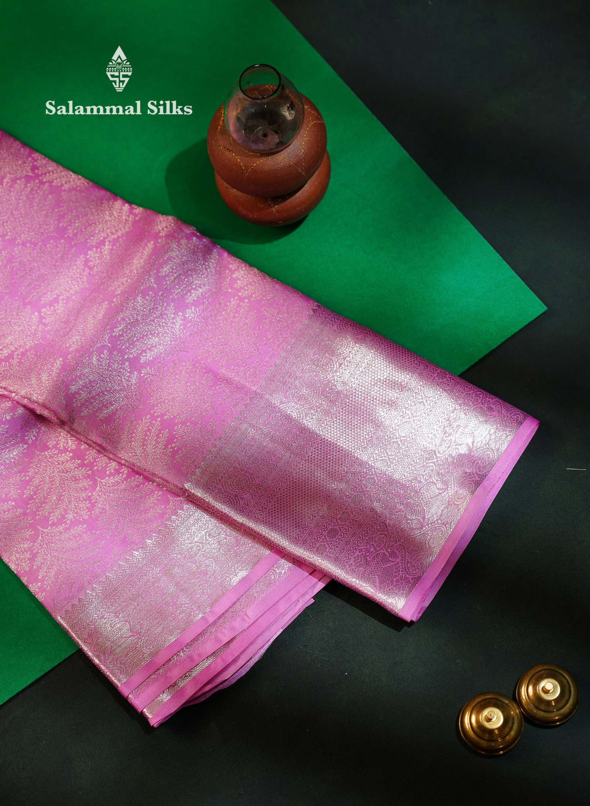 Beautiful Light Pink Bridal Pure Kanjivaram Silk Saree With Traditional Evening Morning Border