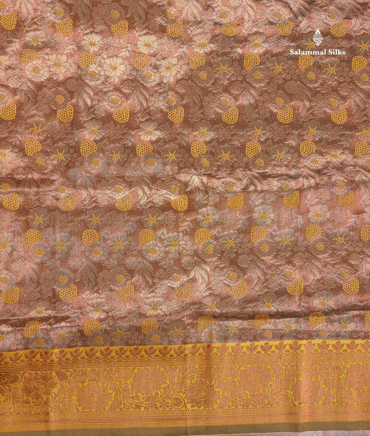 Semi Tussar Saree - Copper Colour Body Tissue With Contrast Maroon Fancy Border