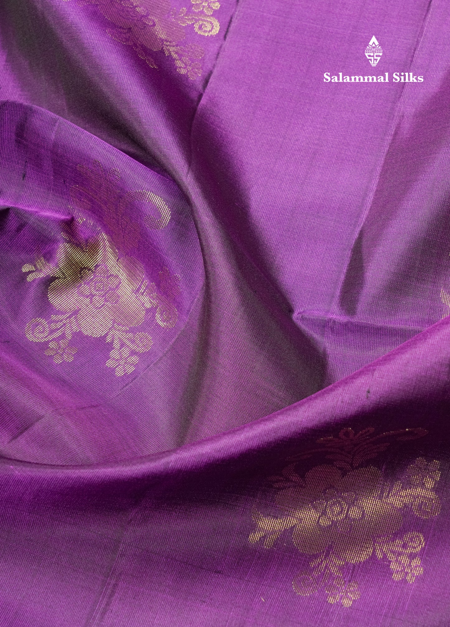 Beautiful Purple Pure Kanjivaram Soft Silk Saree With Contrast Royal Blue Blouse