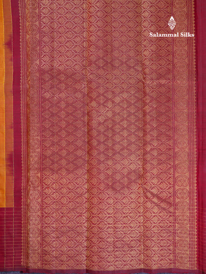 Beautiful Rust Orange Pure Kanjivaram Silk Saree With Contrast Dark Brown Traditional Border