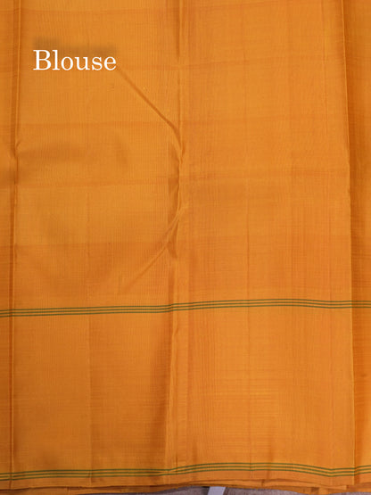 Kanjivaram Multicolour Paalum pazham Checks Pure Silk Saree with Traditional Temple Border