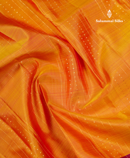 Beautiful Rust Orange Pure Kanjivaram Silk Saree With Contrast Dark Brown Traditional Border