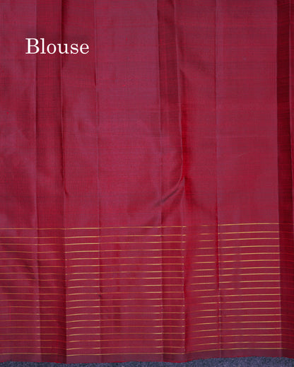 Beautiful Rust Orange Pure Kanjivaram Silk Saree With Contrast Dark Brown Traditional Border