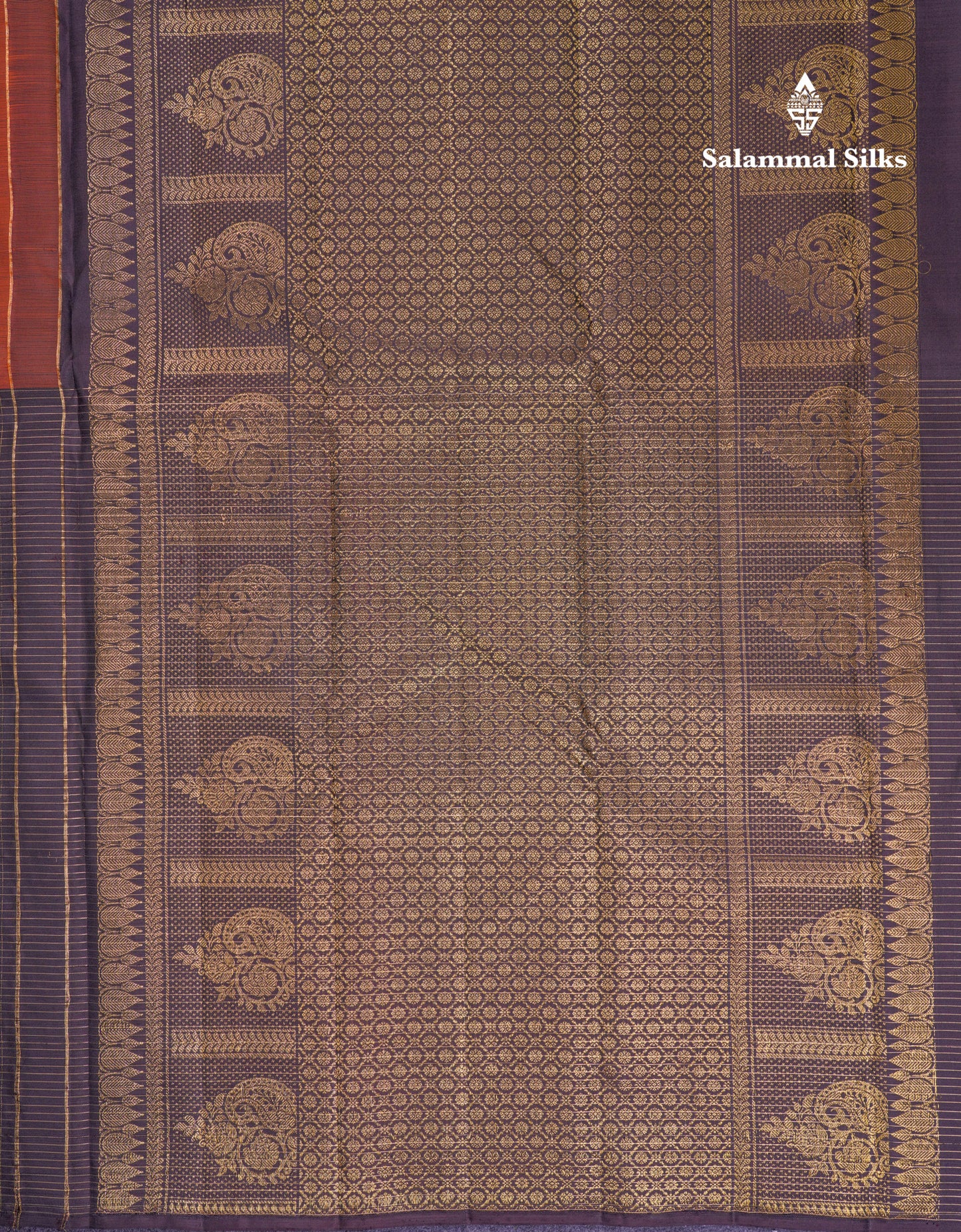 Rust Orange and Dark Brown Half & Half Pure Kanjivaram Silk Saree With Contrast Dark Brown Blouse