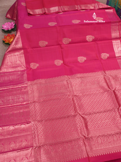 Pink Colour Kanjivaram Pure Silk Saree with Traditional Border