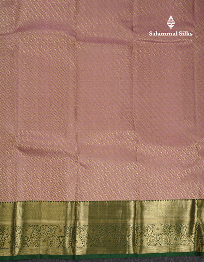 Beautiful Light Chococlate Bridal Pure Kanjivaram Silk Saree With Contrast Bottle Green Traditional Border