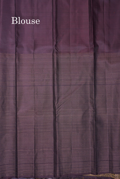 Rust Orange and Dark Brown Half & Half Pure Kanjivaram Silk Saree With Contrast Dark Brown Blouse