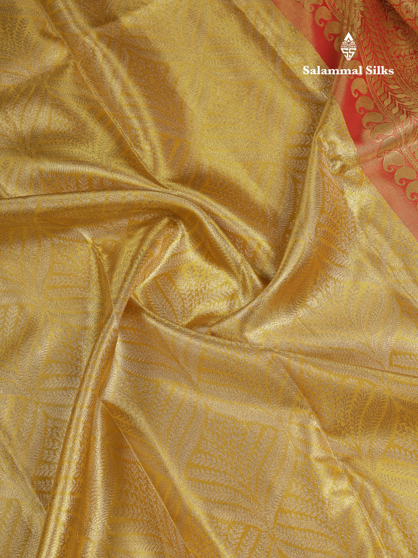 Beautiful Gold Tissue Bridal Pure Kanjivaram Silk Saree With Contrast Chilly Red Traditional Evening Morning Border