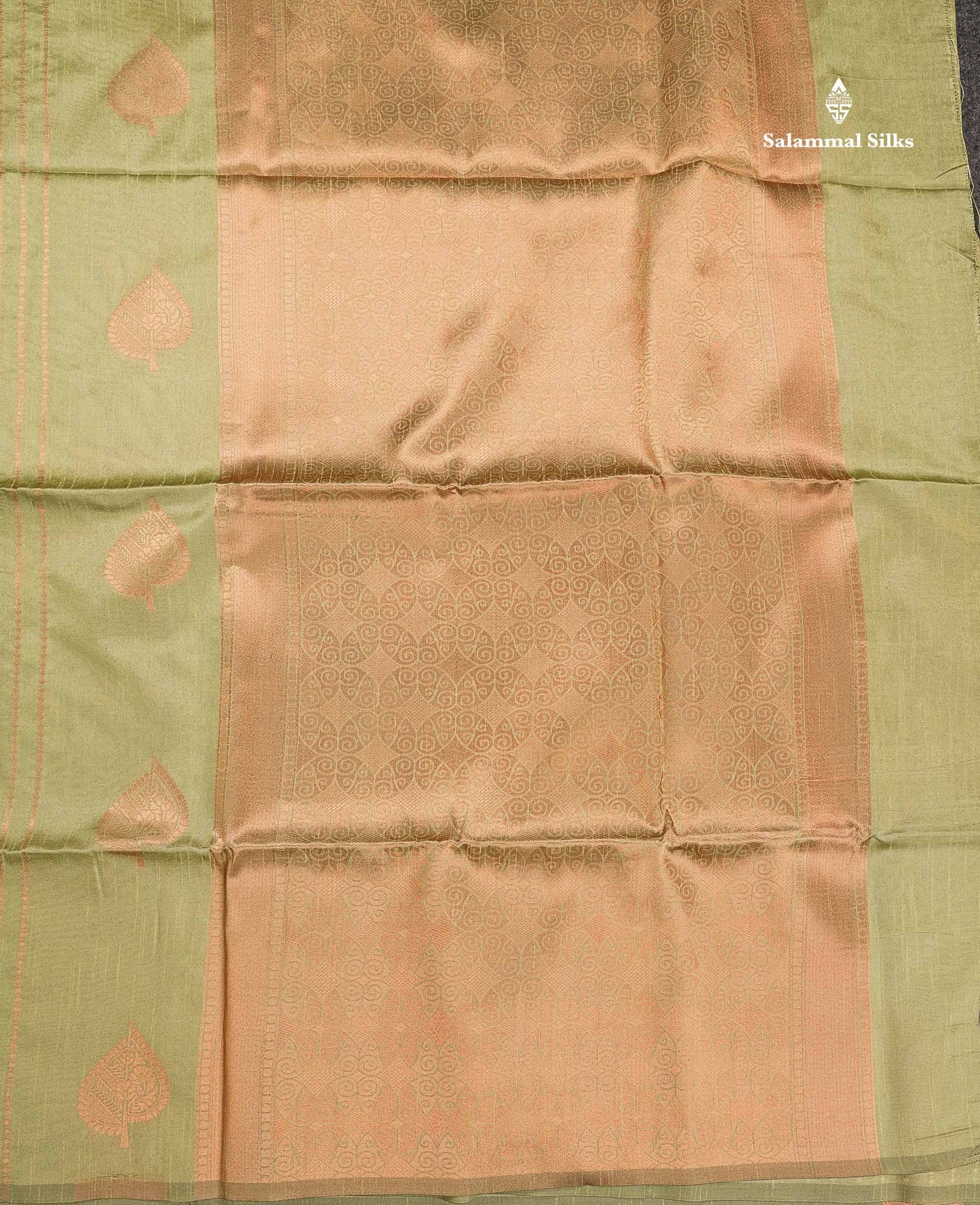 Jute Cotton Mix Saree - Pista Green Colour Body With Zari butta  Border Less Saree
