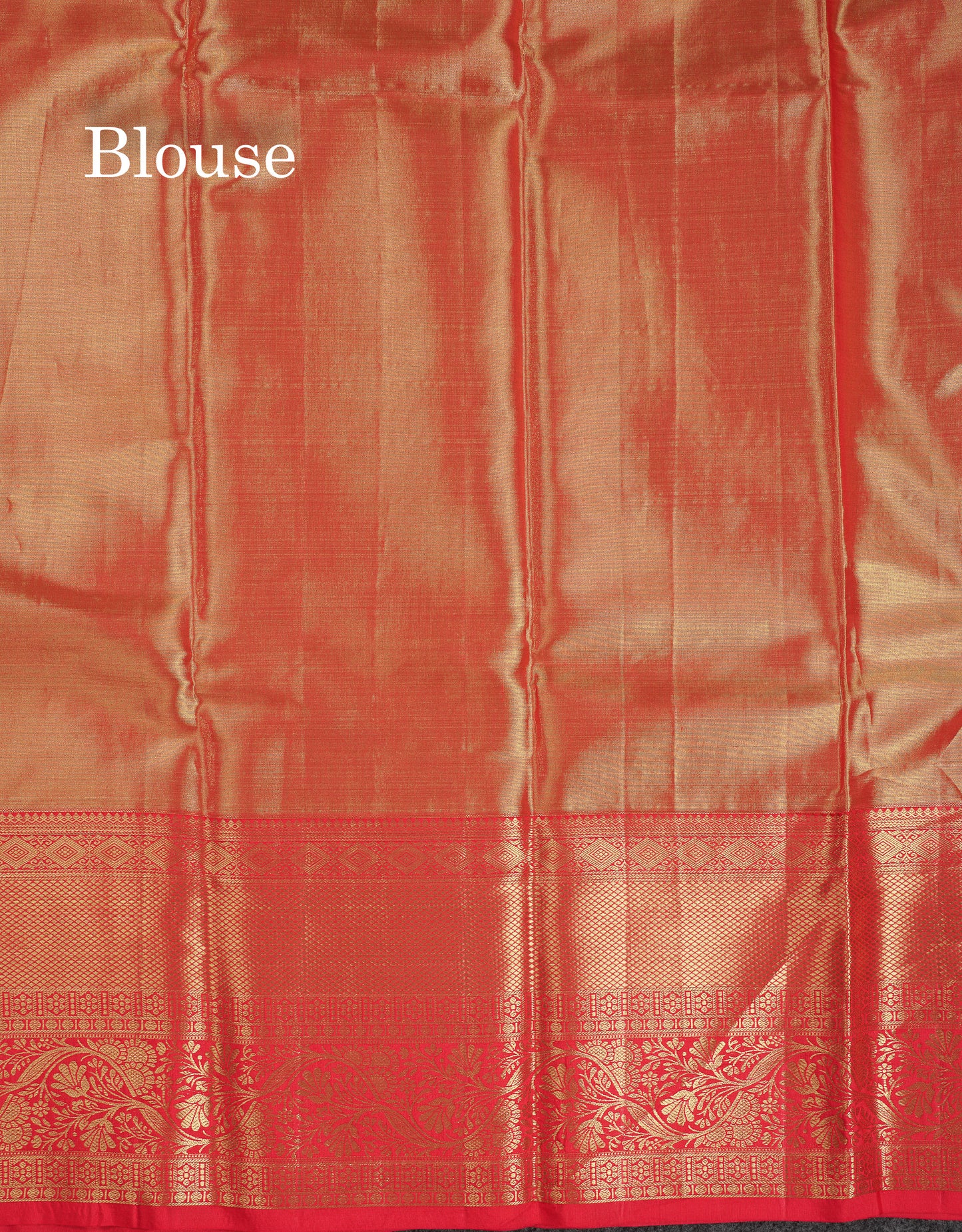 Beautiful Gold Tissue Bridal Pure Kanjivaram Silk Saree With Contrast Chilly Red Traditional Evening Morning Border