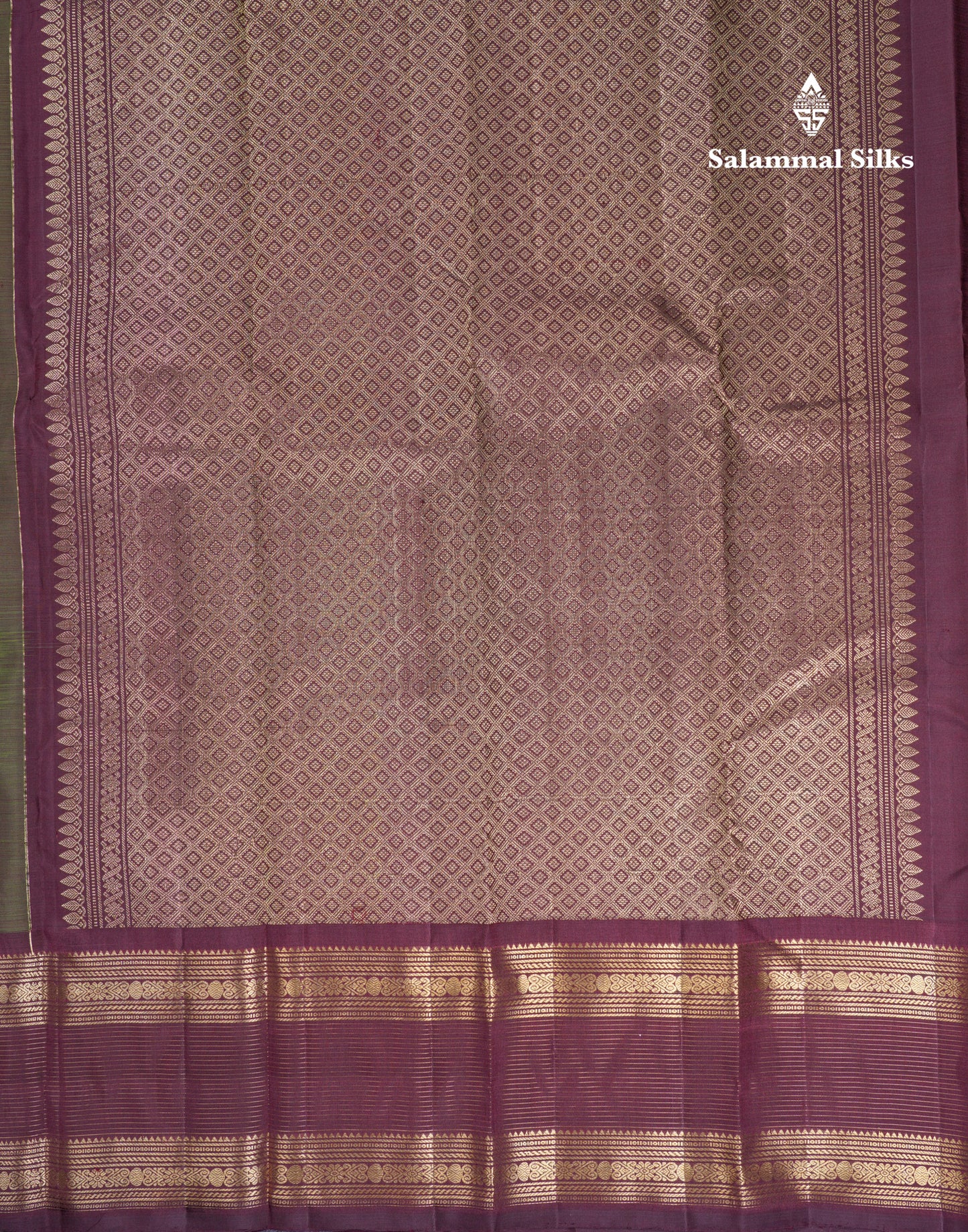 Beautiful Olive Green Pure Kanjivaram Silk Saree With Contrast Dual Tone Magenta Traditional Border