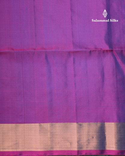 Beautiful Dual Tone Bottle Green Pure Kanjivaram Soft Silk Saree With Contrast Purple Blouse