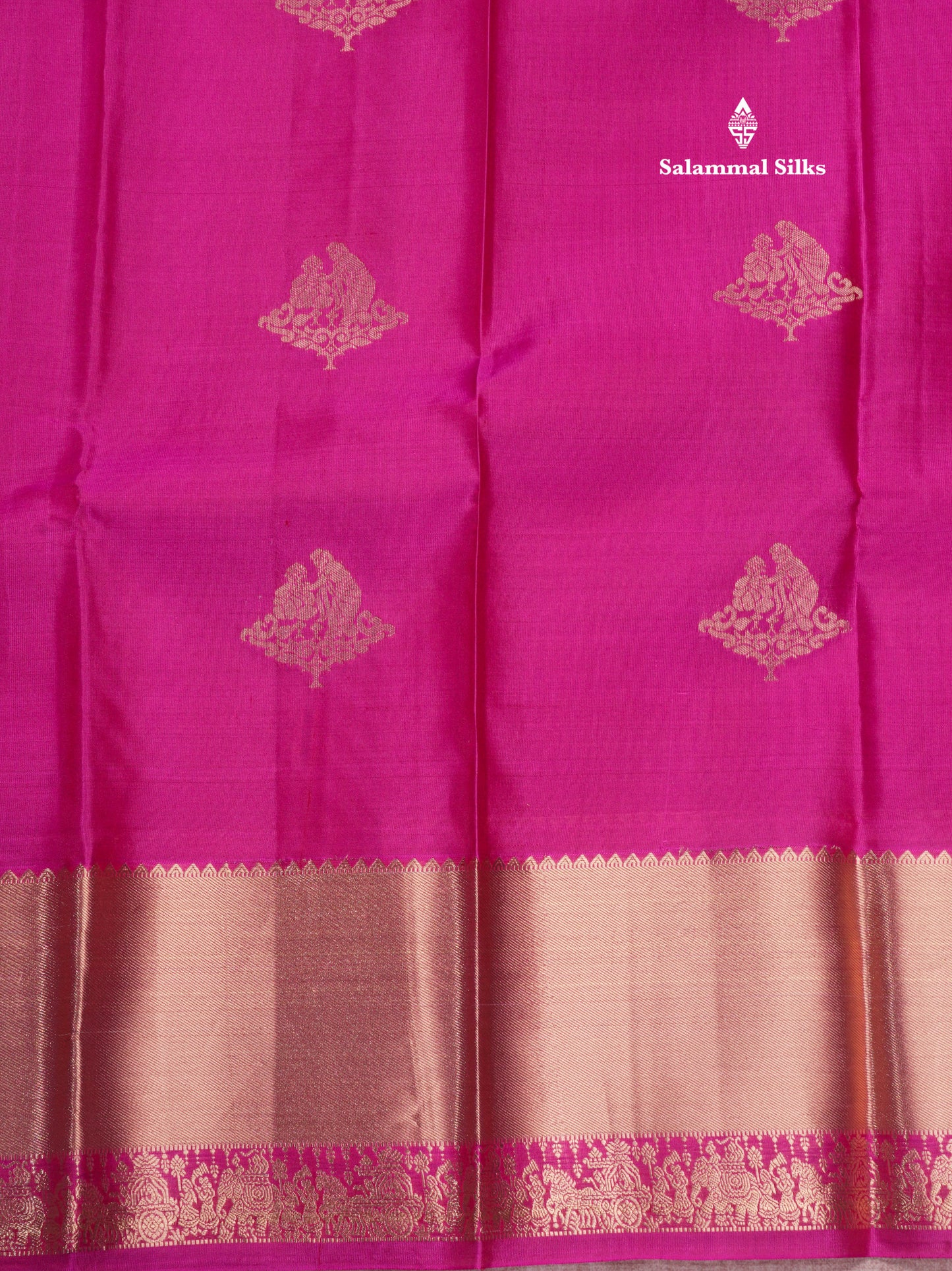 Kanjivaram Magenta Pink Pure Silk Saree With Small Pallaku  Border