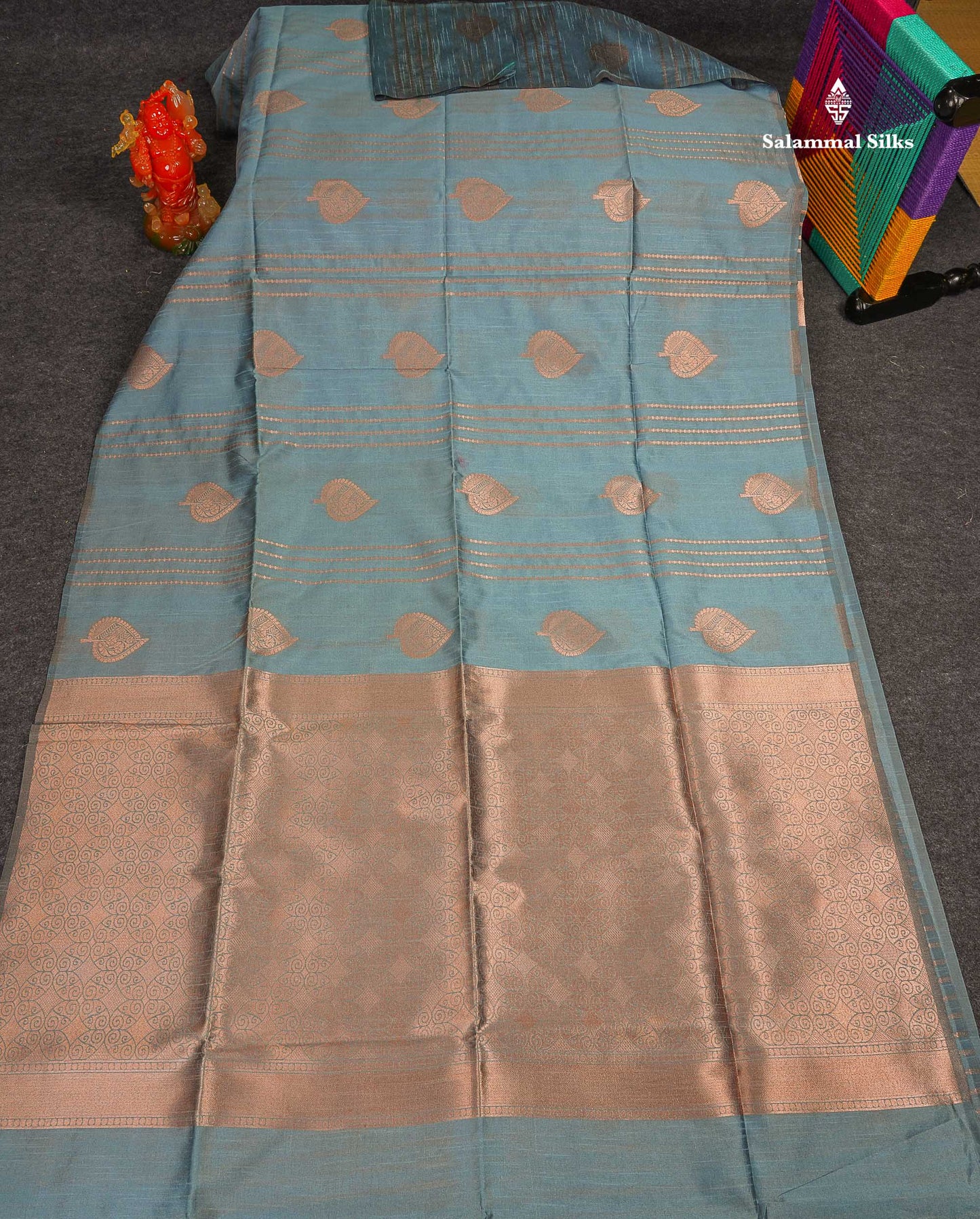 Jute Cotton Mix Saree - Pista Green Colour Body With Zari butta  Border Less Saree