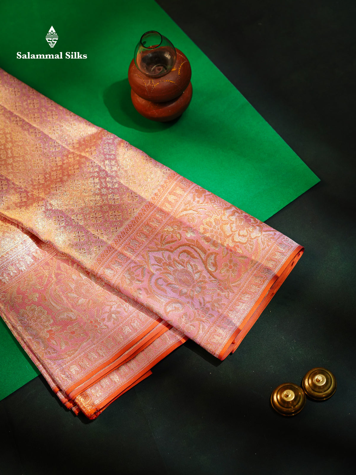 Beautiful Baby Pink Tissue Bridal Pure Kanjivaram Silk Saree With Contrast Light Pink Fancy Border