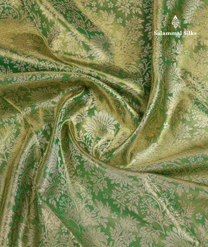 Beautiful Light Green Bridal Pure Kanjivaram Silk Saree With Contrast Bottle Green Traditional Evening Morning Border