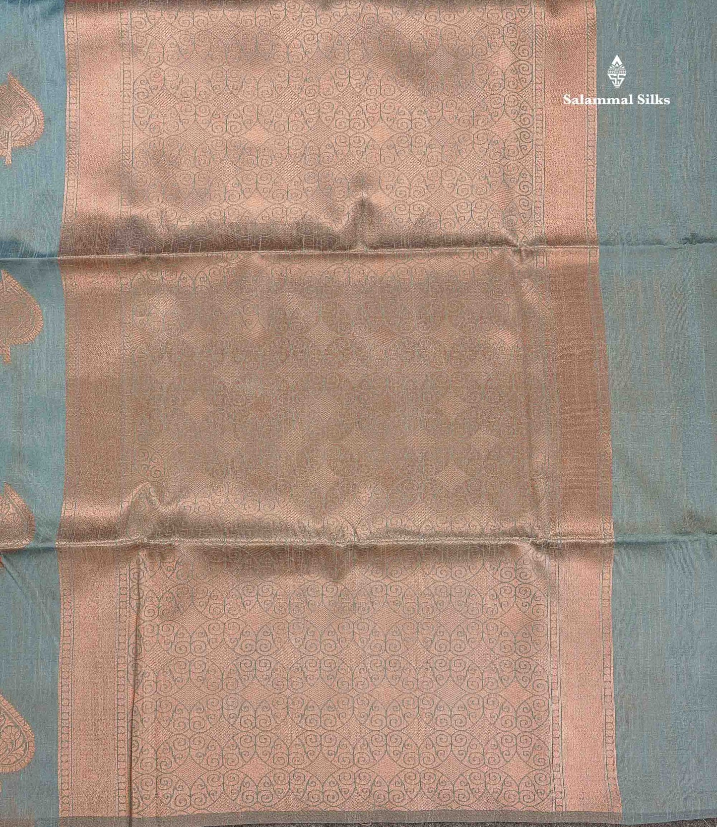 Jute Cotton Mix Saree - Pista Green Colour Body With Zari butta  Border Less Saree
