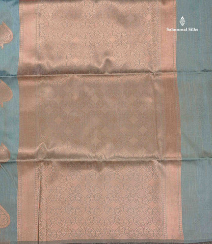 Jute Cotton Mix Saree - Pista Green Colour Body With Zari butta  Border Less Saree