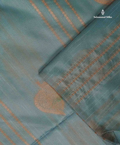 Jute Cotton Mix Saree - Pista Green Colour Body With Zari butta  Border Less Saree