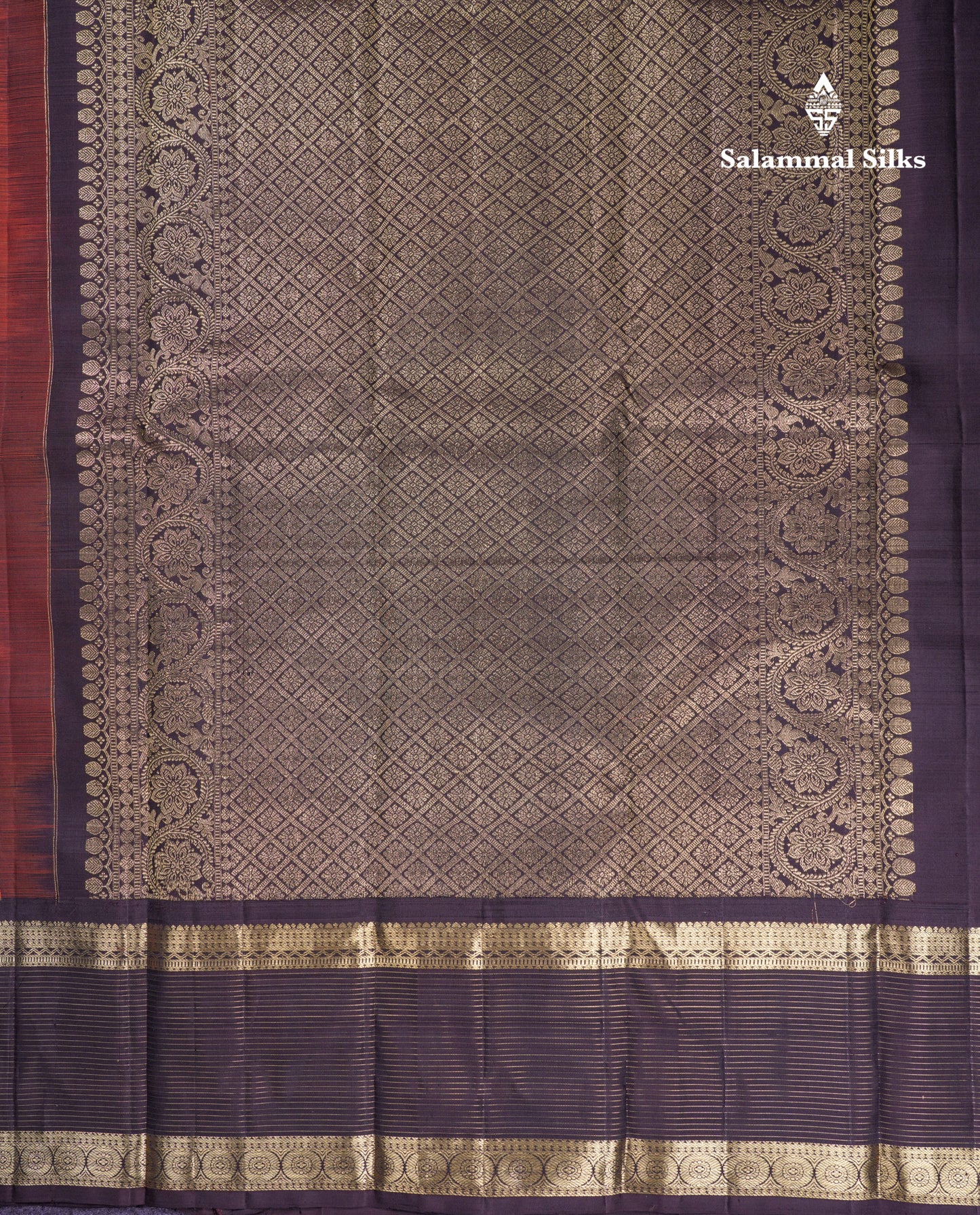 Beautiful Rust Orange Pure Kanjivaram Silk Saree With Contrast Dark Brown Traditional Border