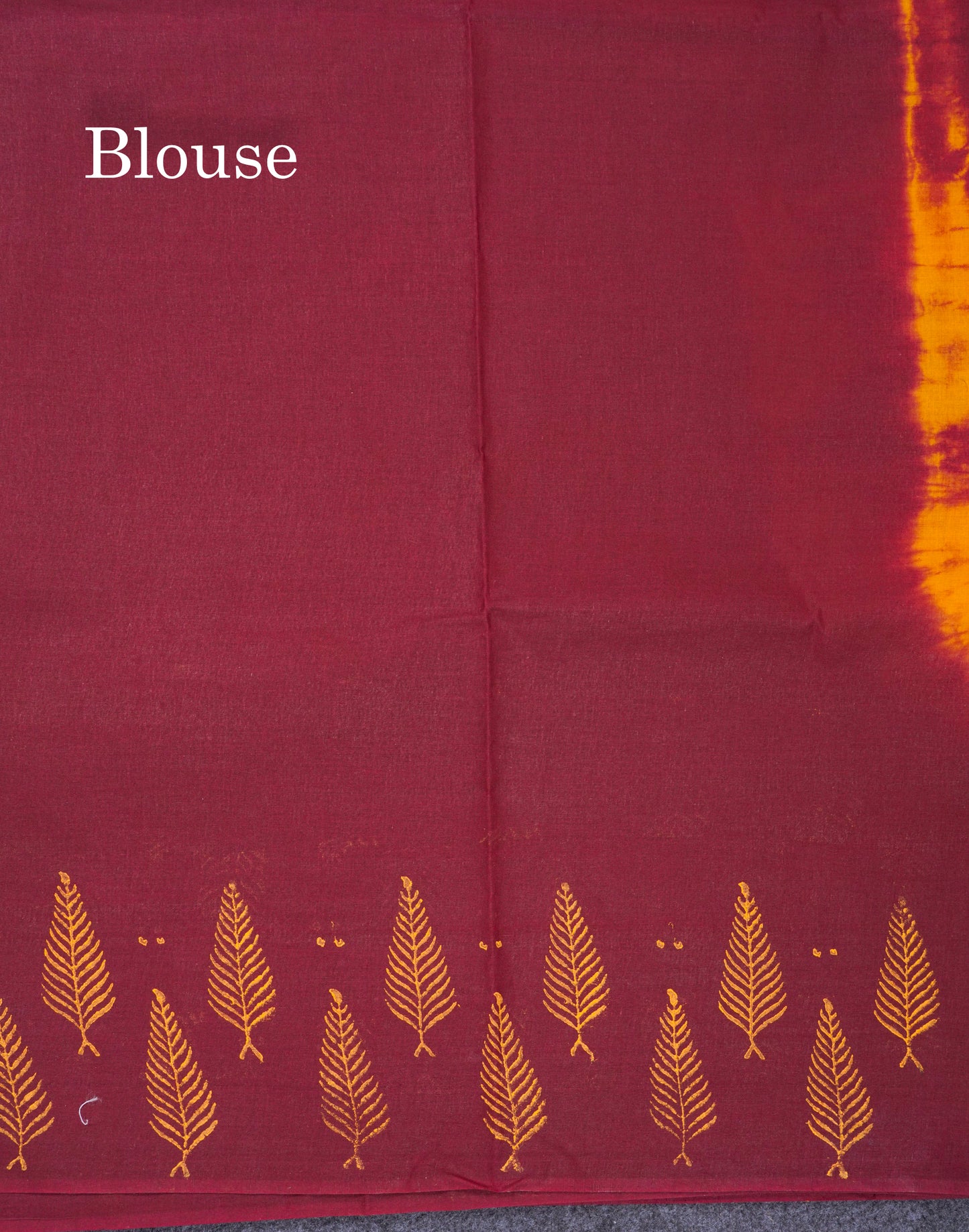 Mango Yellow Batik Print Sungudi Pure Cotton Saree With Contrast Maroon Border