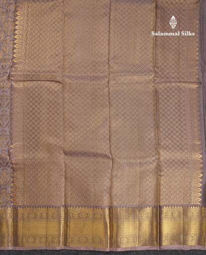 Beautiful Dual Tone Grey Bridal Pure Kanjivaram Silk Saree With Traditional Border