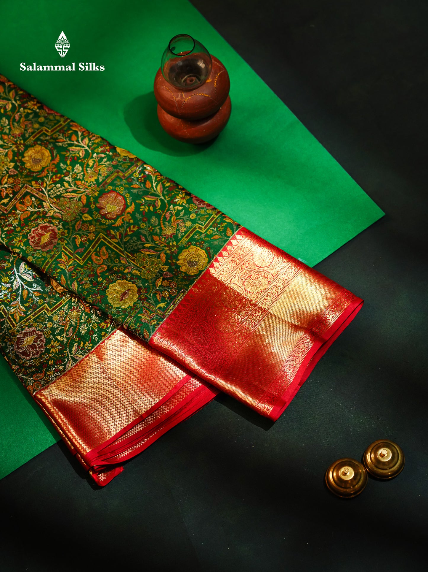 Beautiful Bottle Green Bridal Pure Kanjivaram Silk Saree With Contrast Maroon Traditional Border