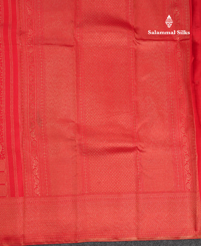 Beautiful Chilly Red Bridal Pure Kanjivaram Silk Saree With Traditional Border
