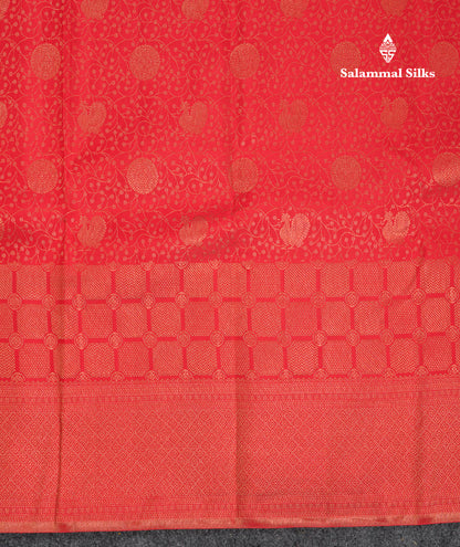 Beautiful Chilly Red Bridal Pure Kanjivaram Silk Saree With Traditional Border