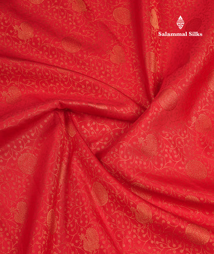 Beautiful Chilly Red Bridal Pure Kanjivaram Silk Saree With Traditional Border