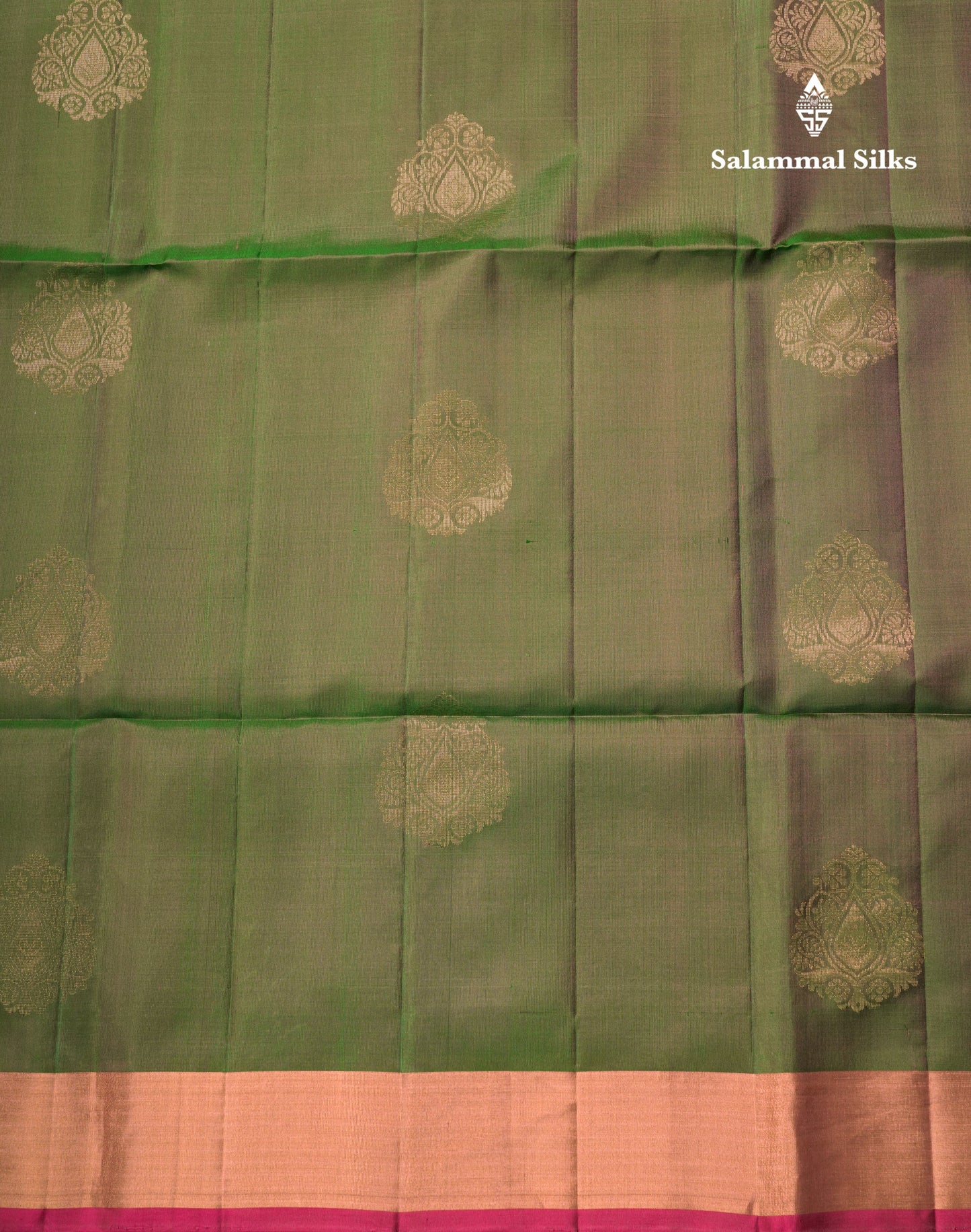 Beautiful Dual Tone Bottle Green Pure Kanjivaram Soft Silk Saree With Contrast Purple Blouse