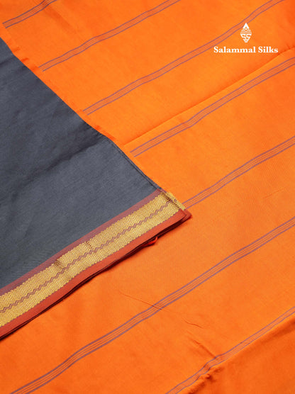 Beautiful Dark Purple Plain Semi Silk Cotton Saree With Contrast Olive Green Blouse