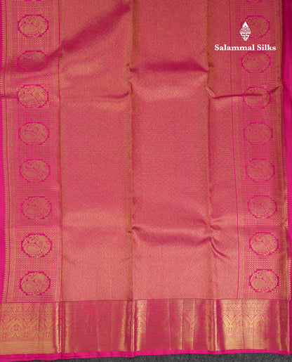 Beautiful Rexona Green Bridal Pure Kanjivaram Silk Saree With Contrast Pink Traditional Border
