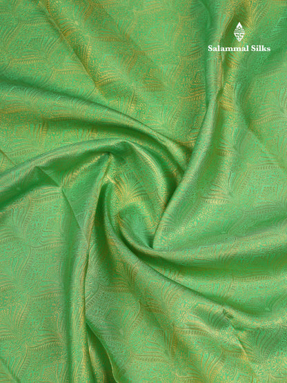 Beautiful Rexona Green Bridal Pure Kanjivaram Silk Saree With Contrast Pink Traditional Border