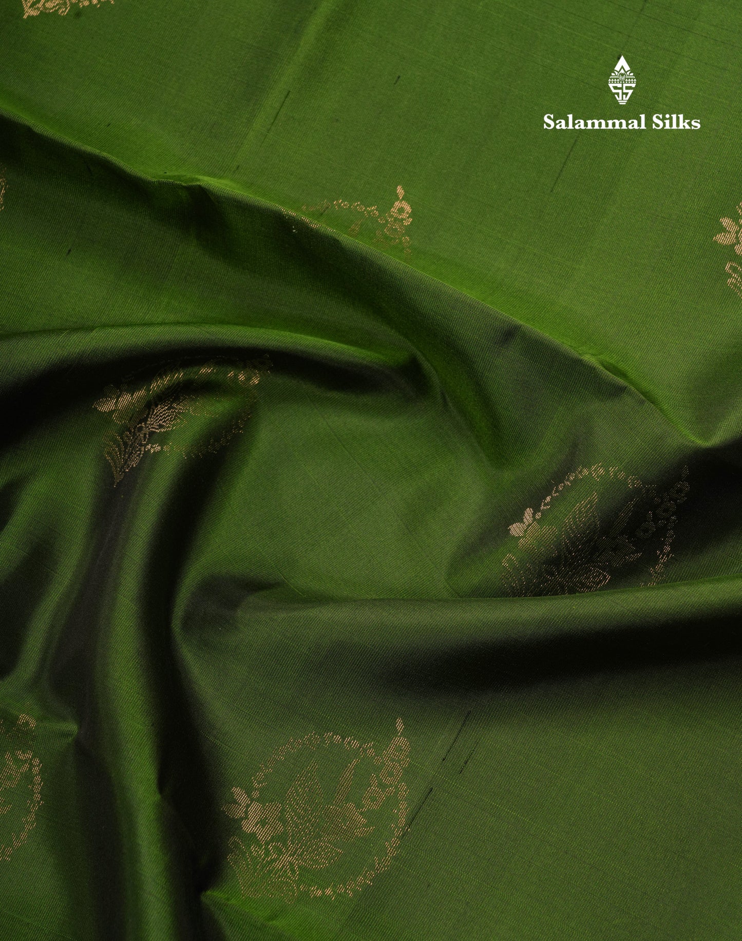 Beautiful Army Green Pure Kanjivaram Soft Silk Saree With Contrast Navy Blue Border
