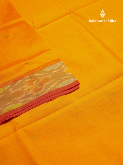 Beautiful Royal Blue Semi Silk Cotton Saree With Contrast Mustard Yellow Blouse