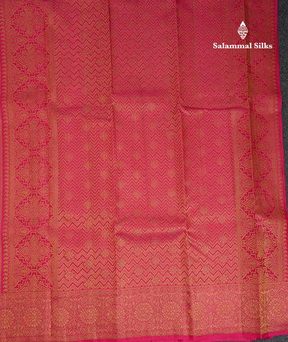 Beautiful Mustard Yellow Bridal Pure Kanjivaram Silk Saree With Contrast Pink Traditional Border