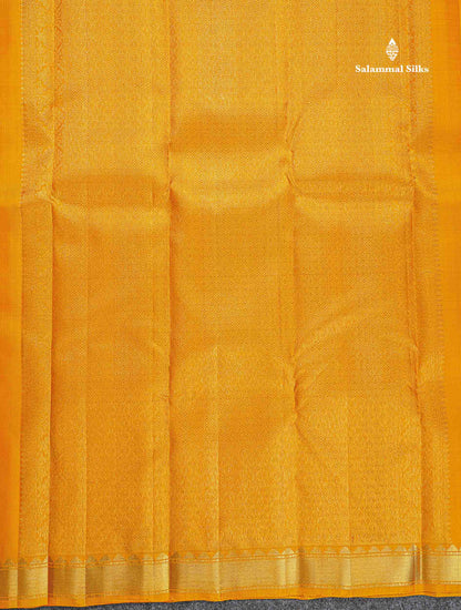 Pure Kanjivaram Silk Saree - Yellow Colour Body stripes With Small Border