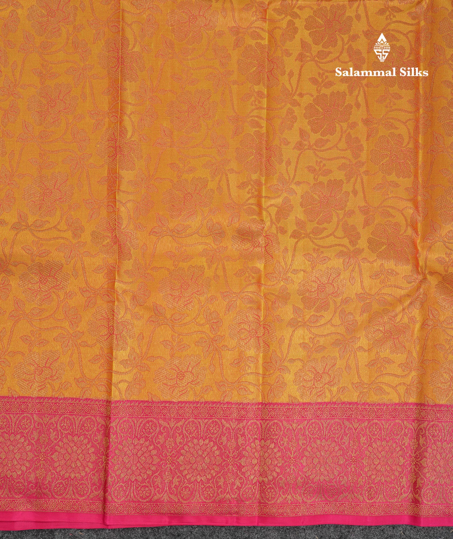 Beautiful Mustard Yellow Bridal Pure Kanjivaram Silk Saree With Contrast Pink Traditional Border
