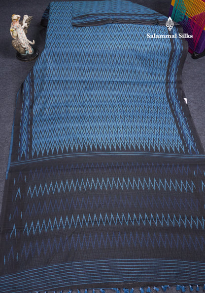 Ramar Blue Semi Tussar Fancy Saree With Contrast Black Border