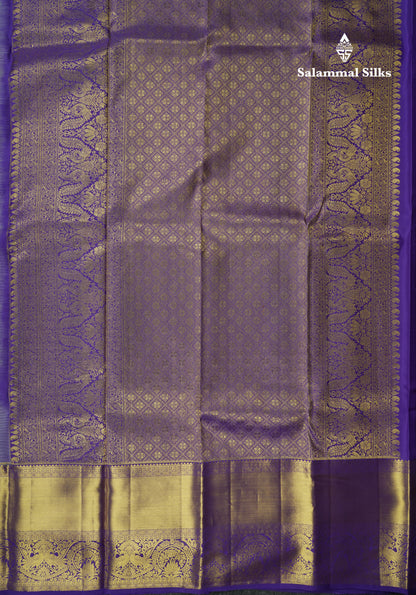 Kanjivaram Ice Blue Exclusive Bridal Silk Saree With Violet Blouse