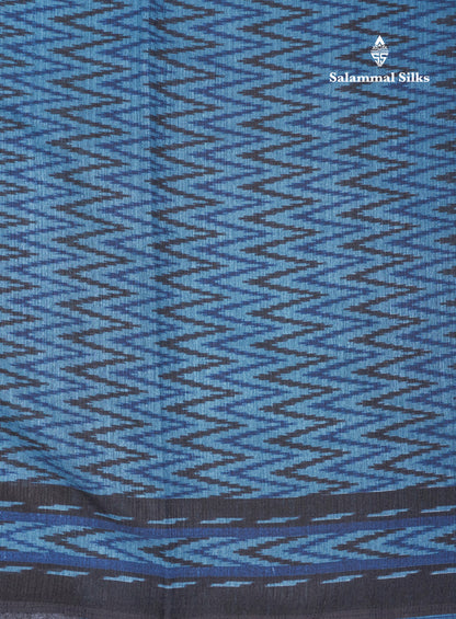 Ramar Blue Semi Tussar Fancy Saree With Contrast Black Border