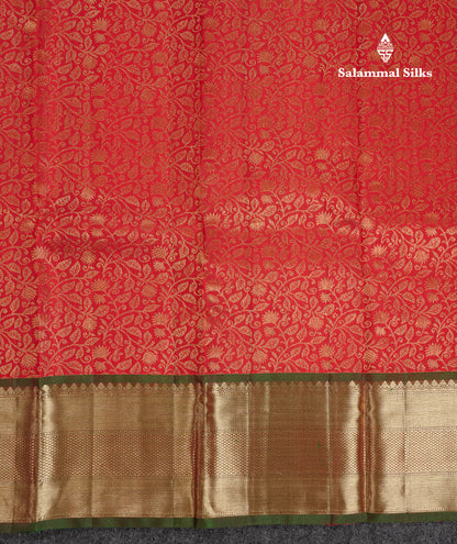 Beautiful Redish Maroon Bridal Pure Kanjivaram Silk Saree With Contrast Dual Tone Bottle Green Traditional Border