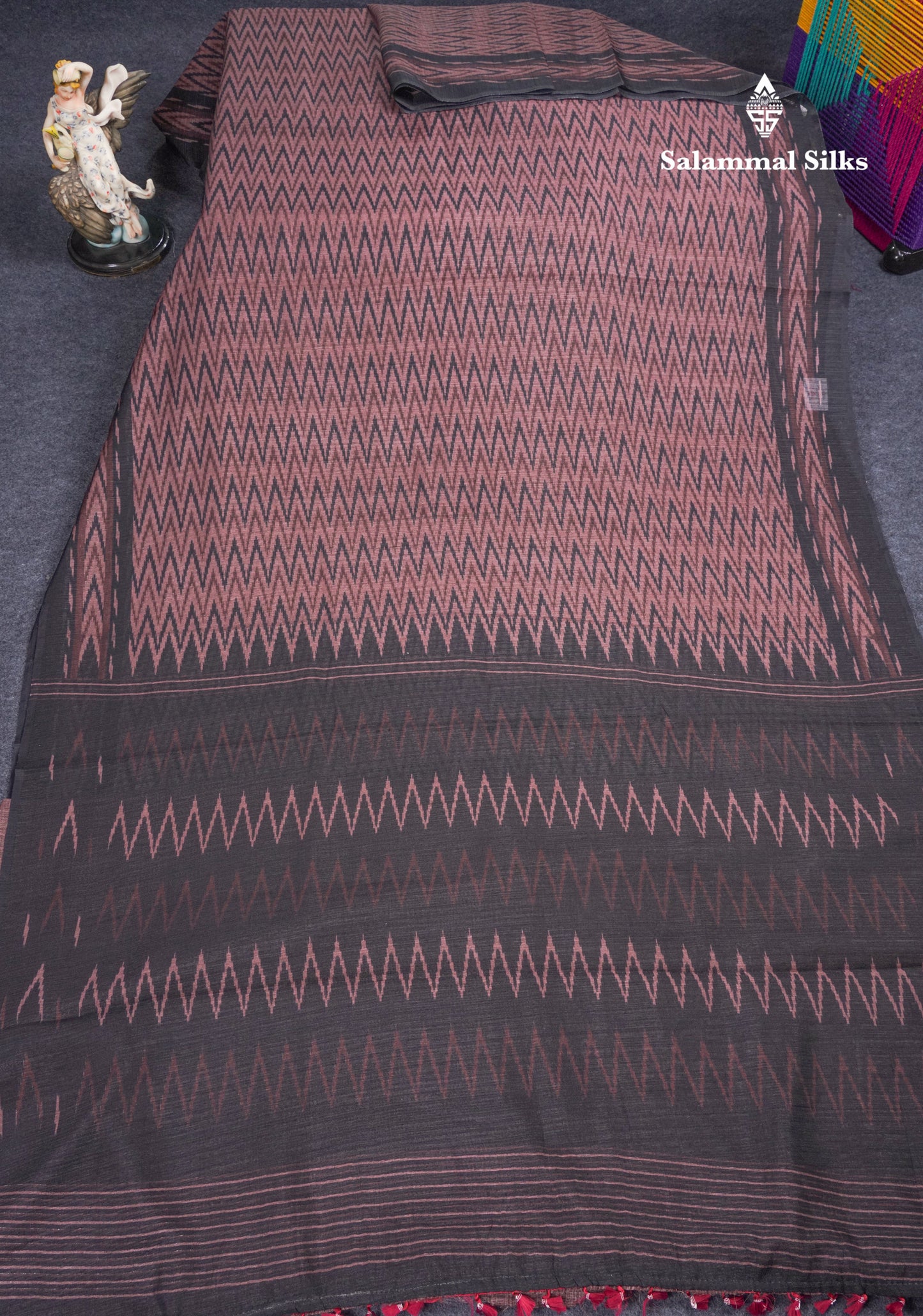 Ramar Blue Semi Tussar Fancy Saree With Contrast Black Border