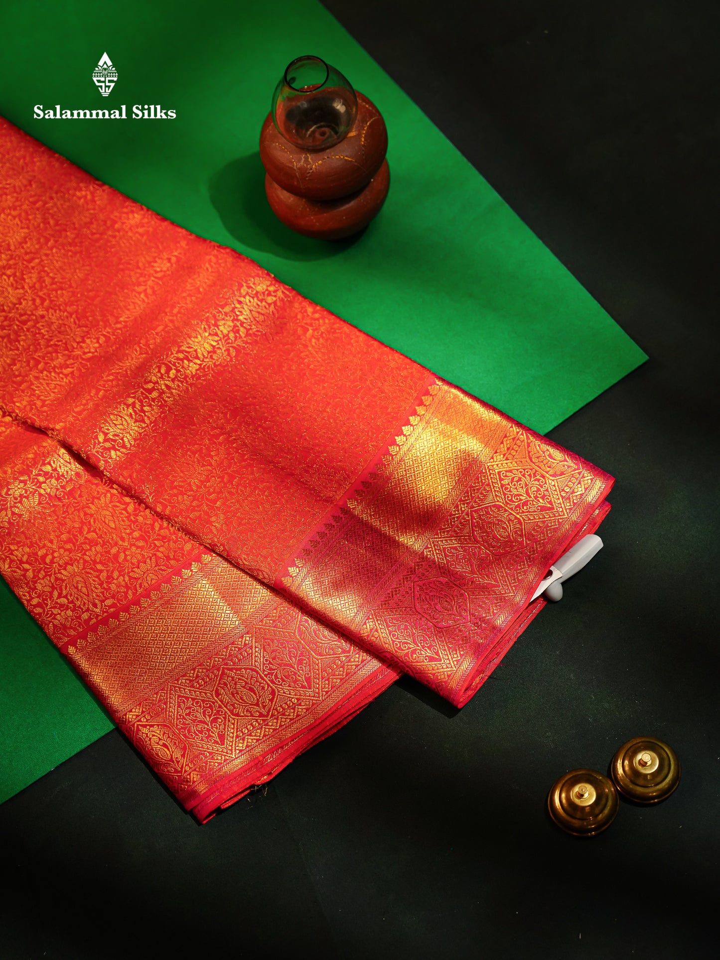 Beautiful Dual Tone Pinkish Orange Bridal Pure Kanjivaram Silk Saree With Traditional Border