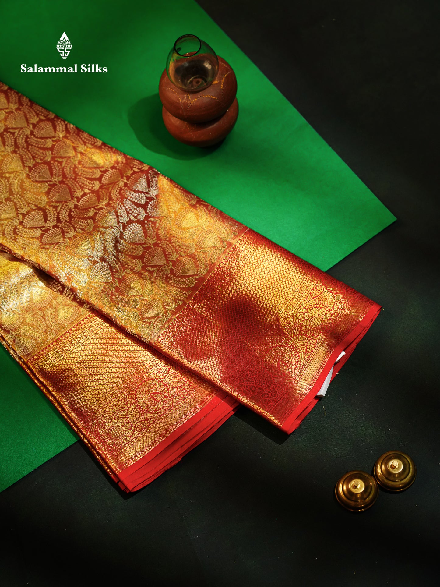 Beautiful Orange Tissue Bridal Pure Kanjivaram Silk Saree With Contrast Red Traditional Border