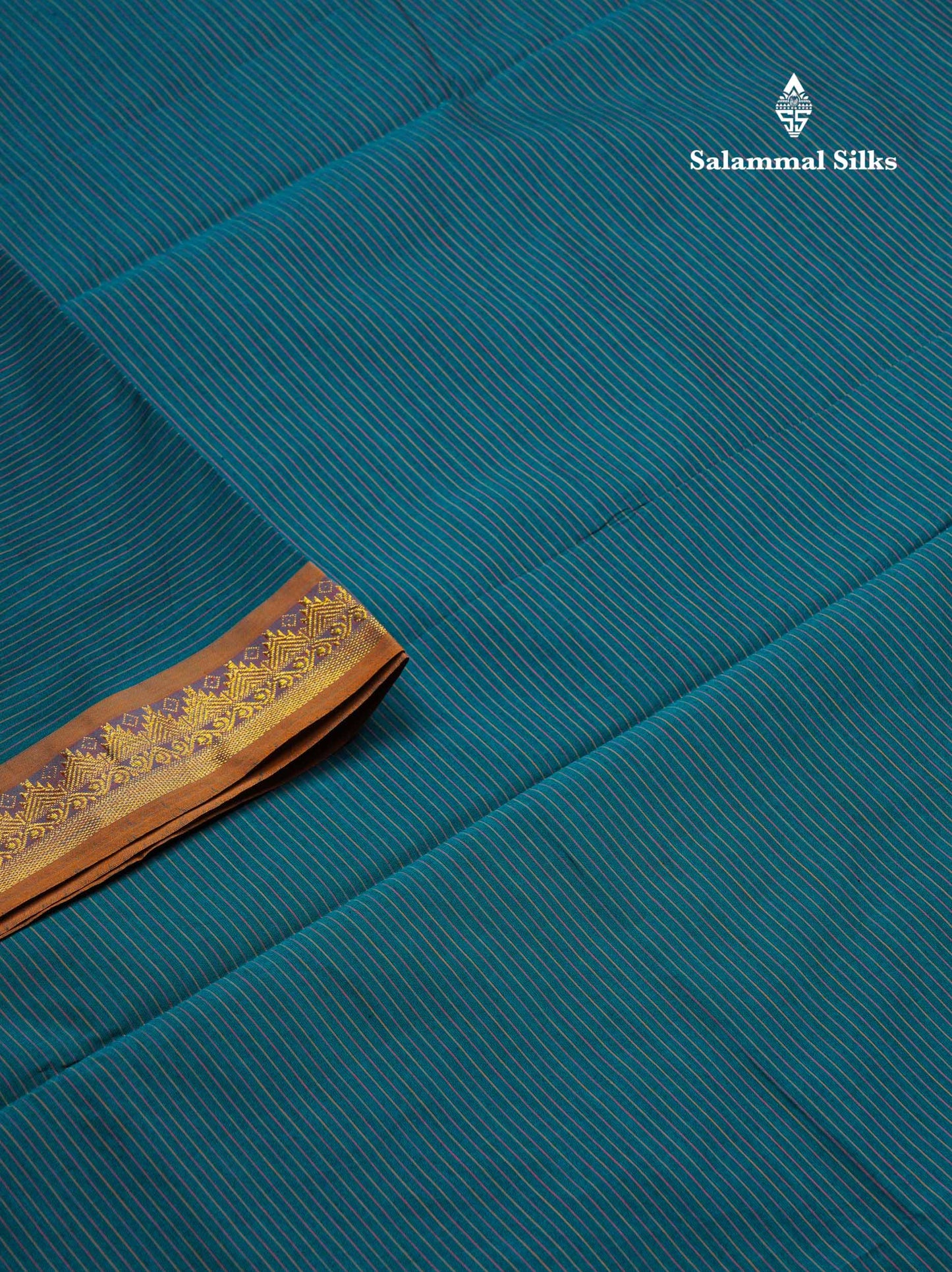 Beautiful Olive Green Thread Lines Semi Silk Cotton Saree With Maroon Traditional Border