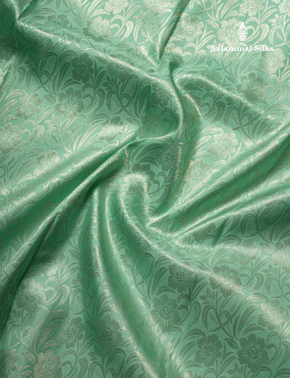 Kanjivaram Ice Blue Exclusive Bridal Silk Saree With Violet Blouse