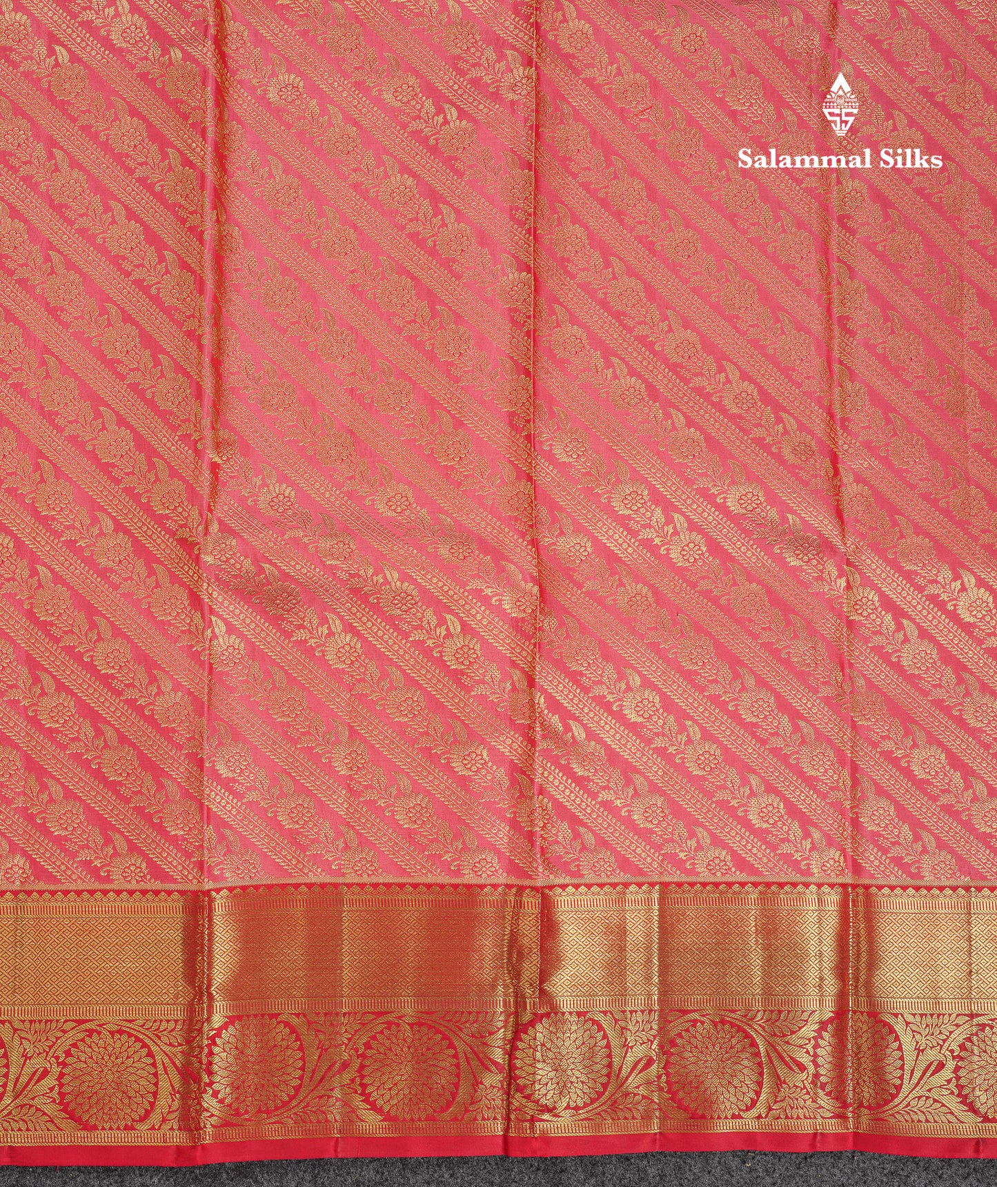 Beautiful Dark Peach Bridal Pure Kanjivaram Silk Saree With Contrast Chilly Red Traditional Border